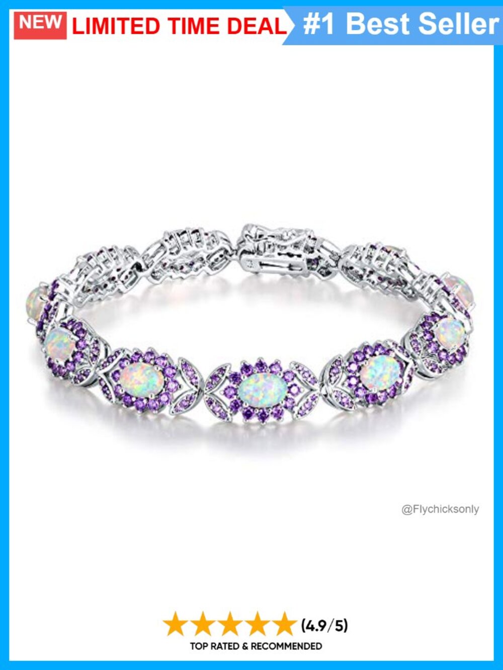 Opal Tennis Bracelet 18K White Gold Plated Bridal Wedding Party Wristwear